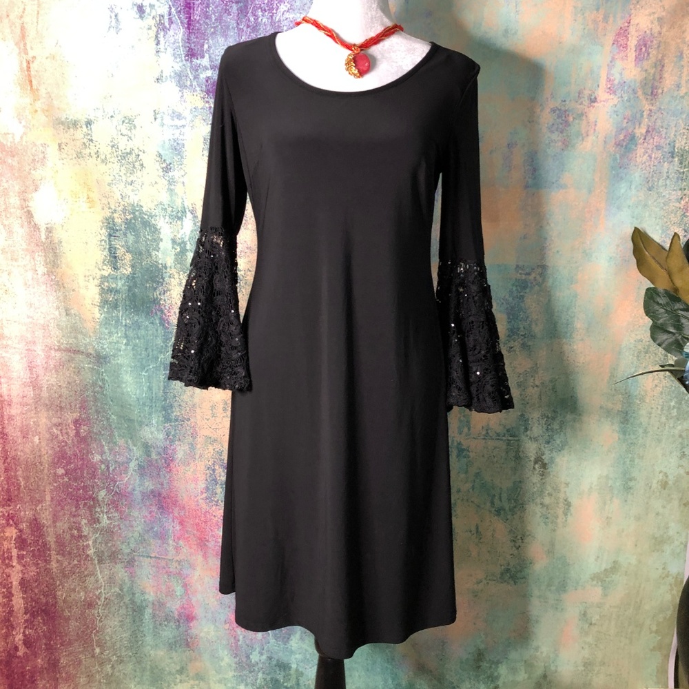 πR & M Richards Beautiful Romantic Dress with Lace Bell Cuffs